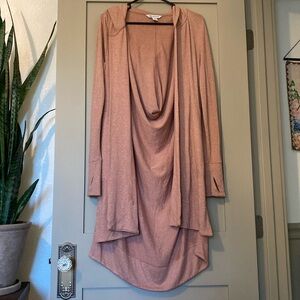 Athleta Pink Hooded Cardigan Wrap Pockets Cape XS S Soft Cozy